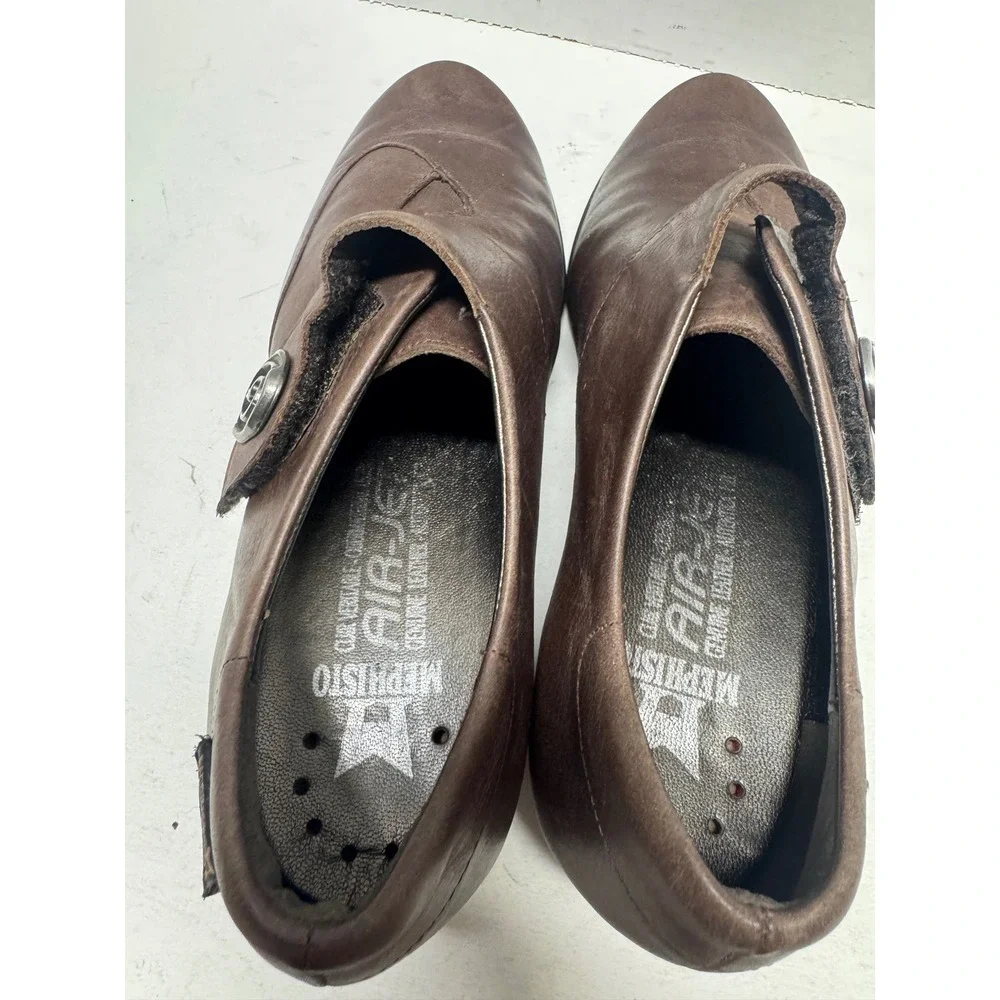 Mephisto Air-Jet Brown Leather Wedge Loafers Shoes Womens 5.5 22750 305 228
